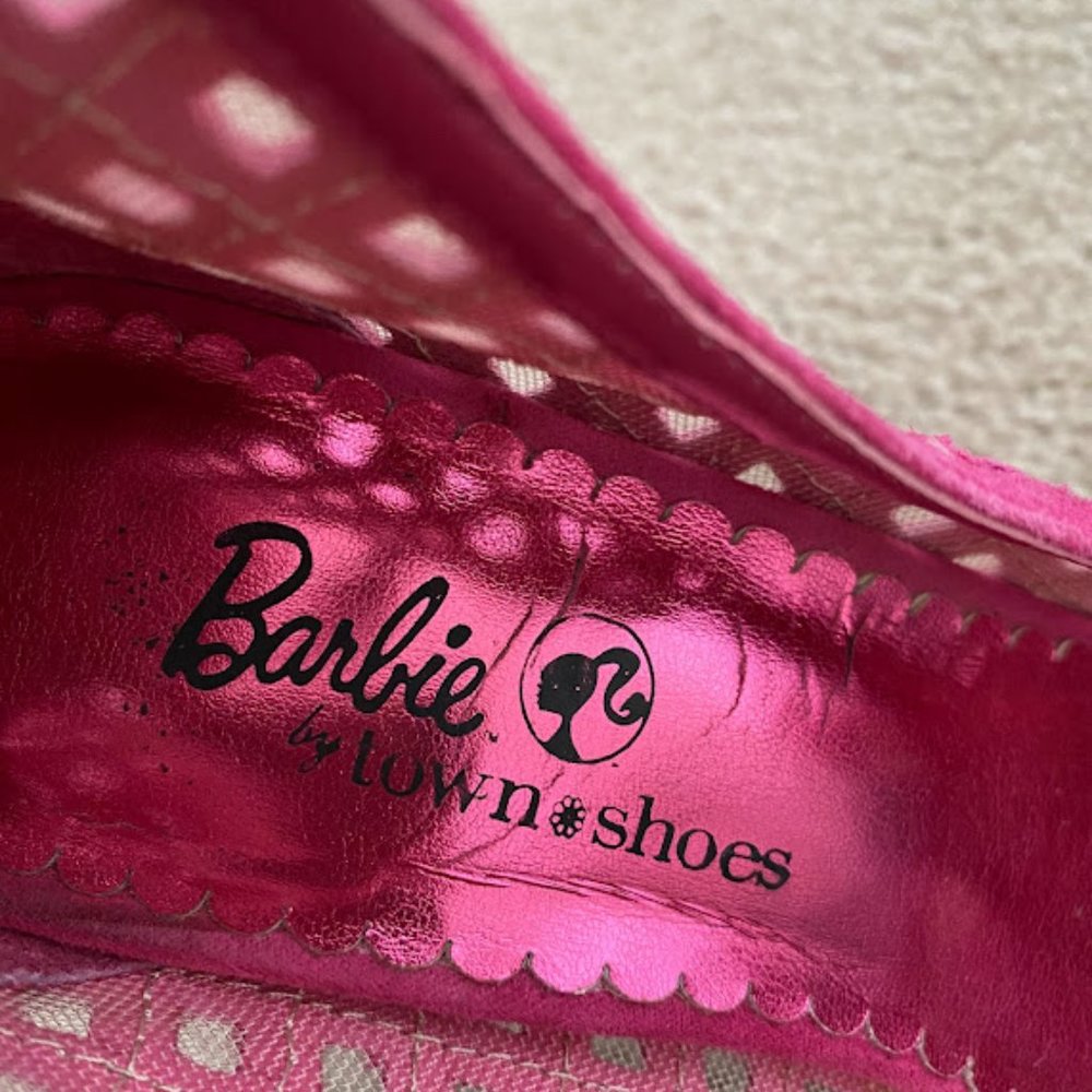 Barbie Pink Rhinestone Open Toe Heels - Picture 6 of 8
